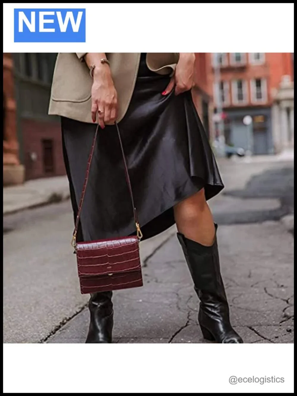 Vegan Leather Mini Flap Crossbody Bag Detachable Strap Push-Lock Closure